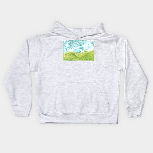 Summer landscape, nature. Encaustic wax art. Painting drawing Kids Hoodie by grafinya